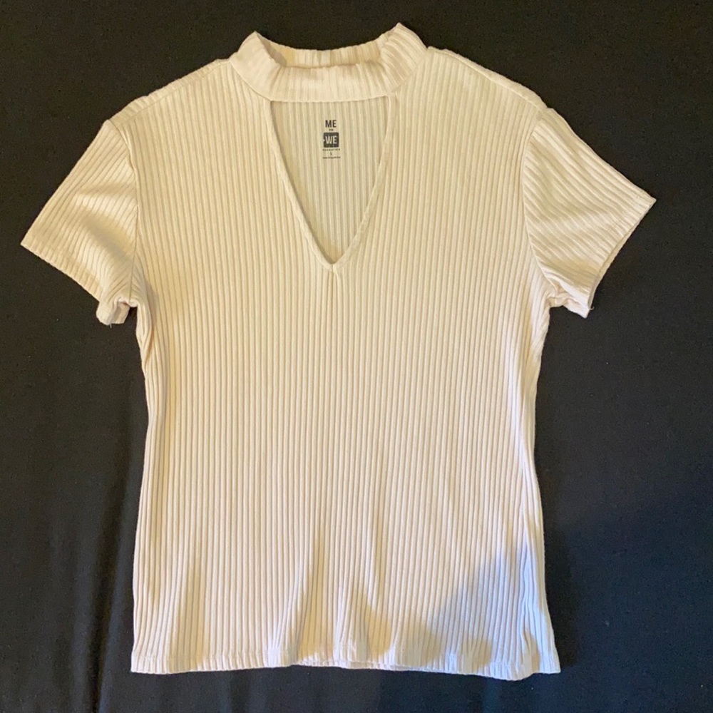 Soft pink high neck top with cut out